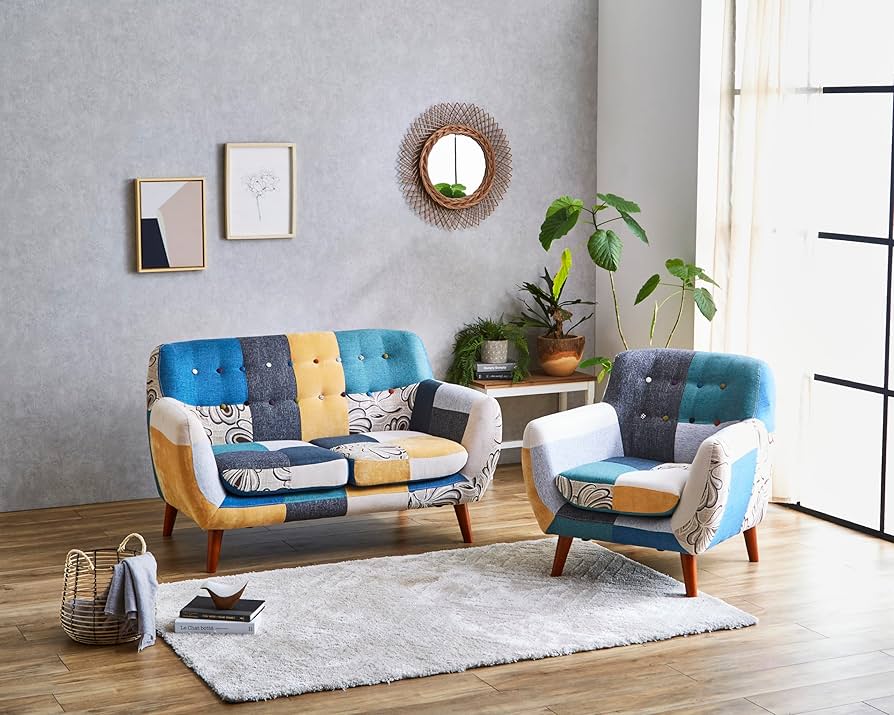 Amazon｜【2人掛け】パッチワーク ソファ ソファー パッチワーク