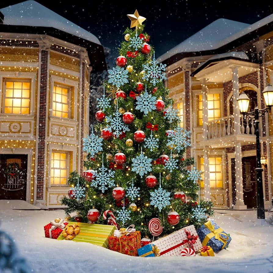 Amazon.co.jp: Whaline 40個 ブルーグリッター スノーフレーク 冬 雪の