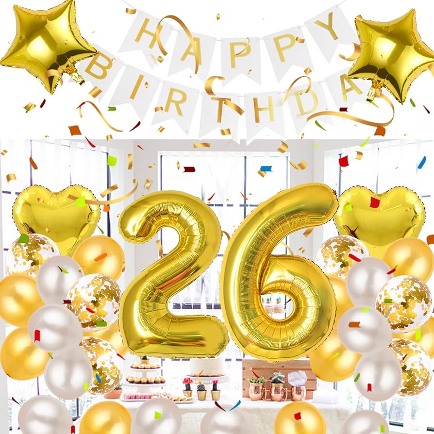 Amazon | 26歳 誕生日 バルーン 風船 飾り付け セット 数字バルーン 26