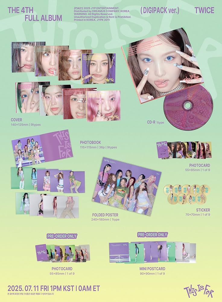 TWICE - TWICE THIS IS FOR 4th Album Digipack 9 Version Set CD+36p