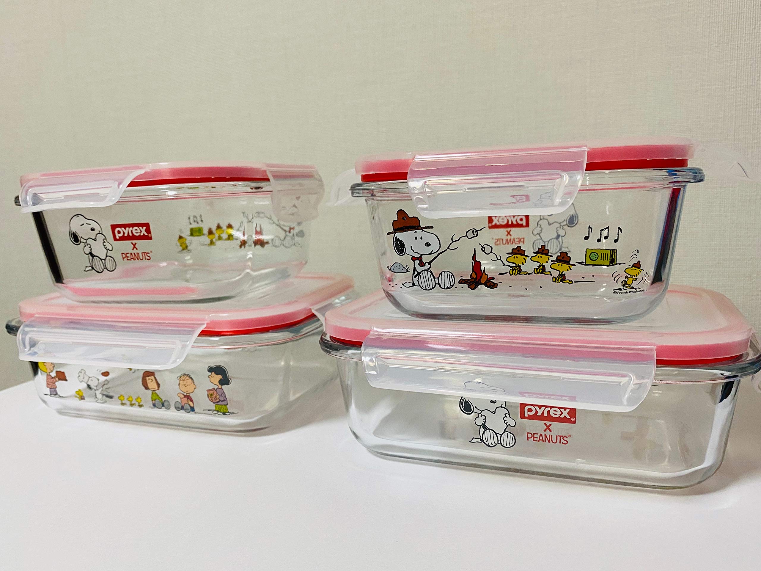 Amazon｜パイレックス スヌーピー密閉ガラス ストレージセット8pcs