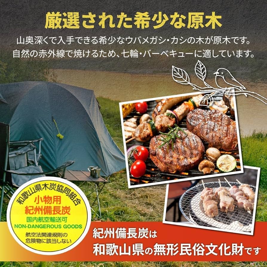 Amazon.co.jp: 紀州産備長炭 2kg バーベキュー BBQ 炭 長期間燃焼 火力