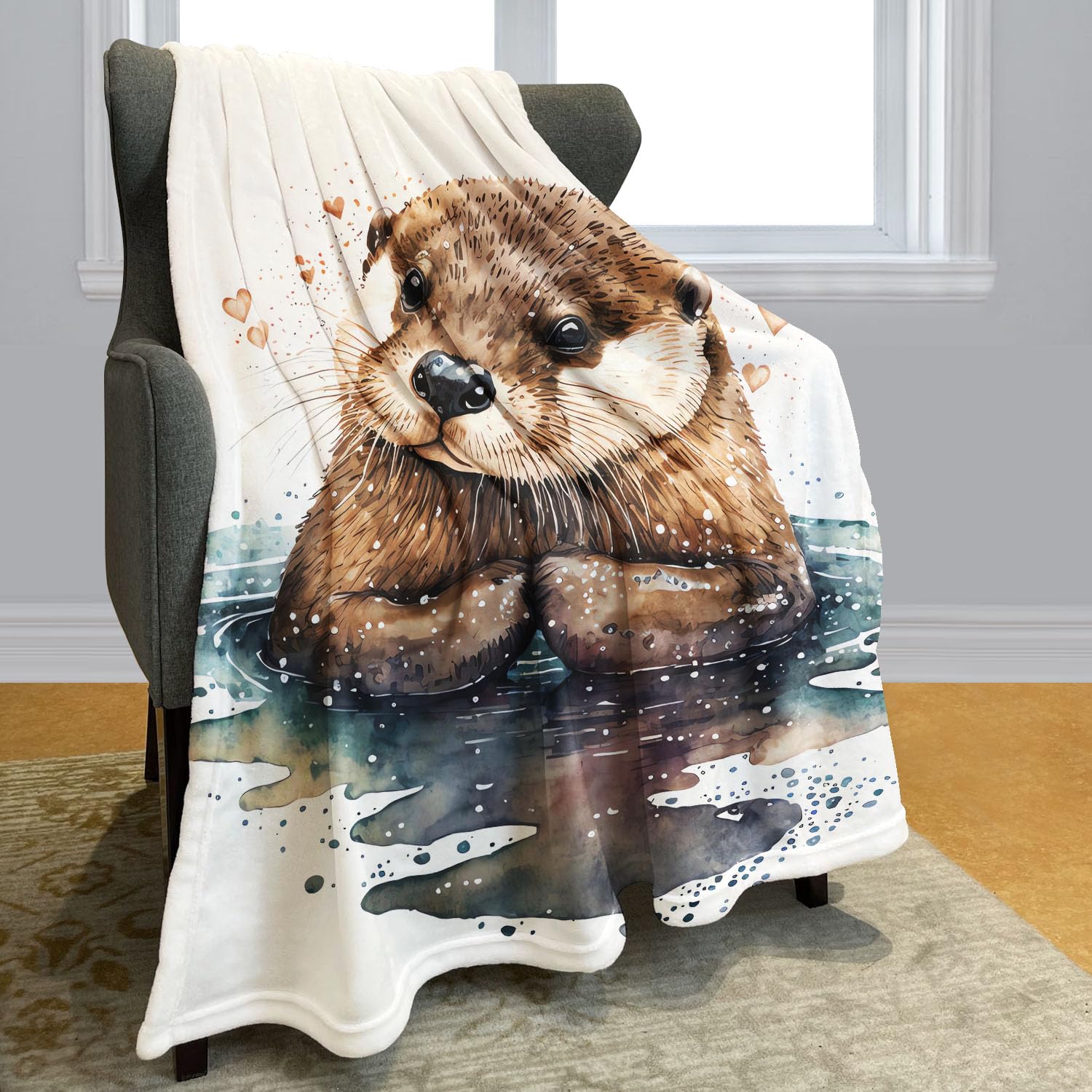 Rstick Otter Blanket Cute Animal Fleece Blanket Soft Fuzzy Plush