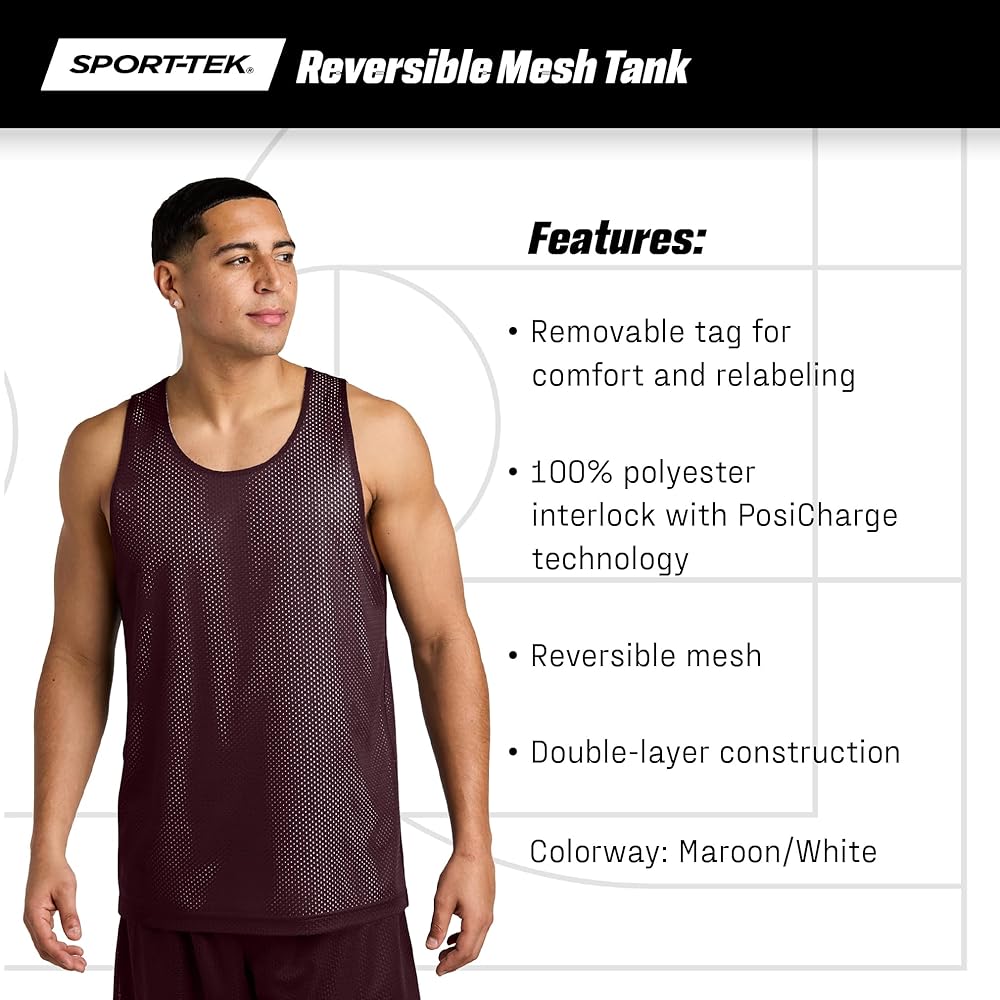 Amazon.com: SPORT-TEK PosiCharge Reversible Mesh Tank Black/Deep