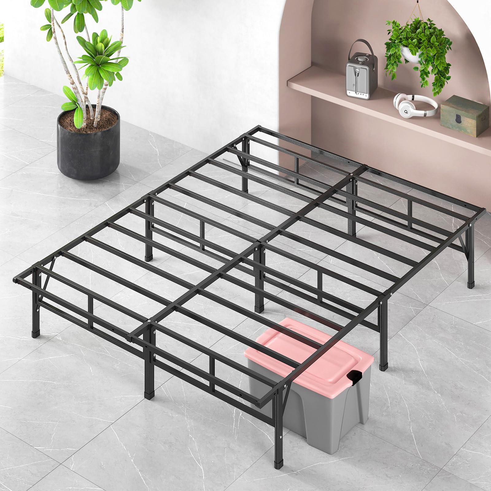 Amazon｜ZINUS Easy to Assemble ベッドフレーム ダブル ブラック