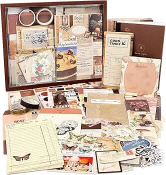 Draupnir Vintage Aesthetic Scrapbook Kit(346pcs), Bullet Junk