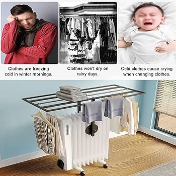 Amazon.co.jp : オイルヒーター用物干しラック 鉄製オイル ヒーター