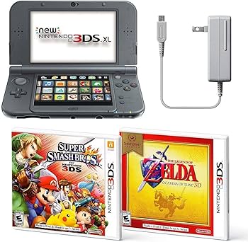 Black Nintendo 3DS XL Bundle Nintendo, AC Adapter, and Two Full
