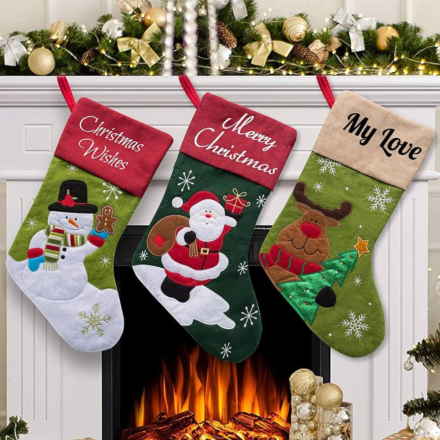 Amazon.co.jp: 名前入りクリスマスストッキング 3個セット 7パターン