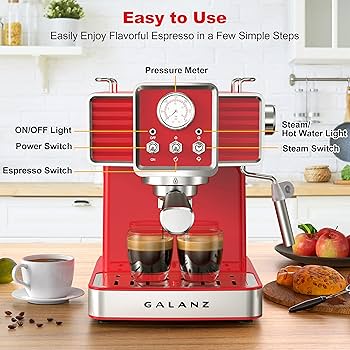 Amazon | Galanz レトロエスプレッソマシン ミルク泡立て器付き 15