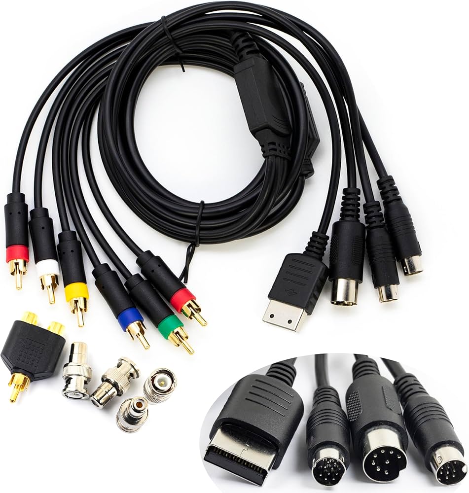 Amazon.com: whiteeeen 4 in 1 RGB Sync Video Audio RCA Cable for