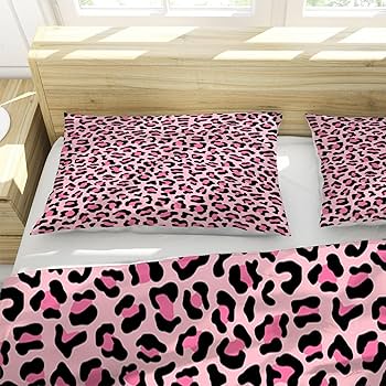 Amazon｜WHUOEUCO 布団カバーセット ピンクのヒョウ柄 セミダブル 170