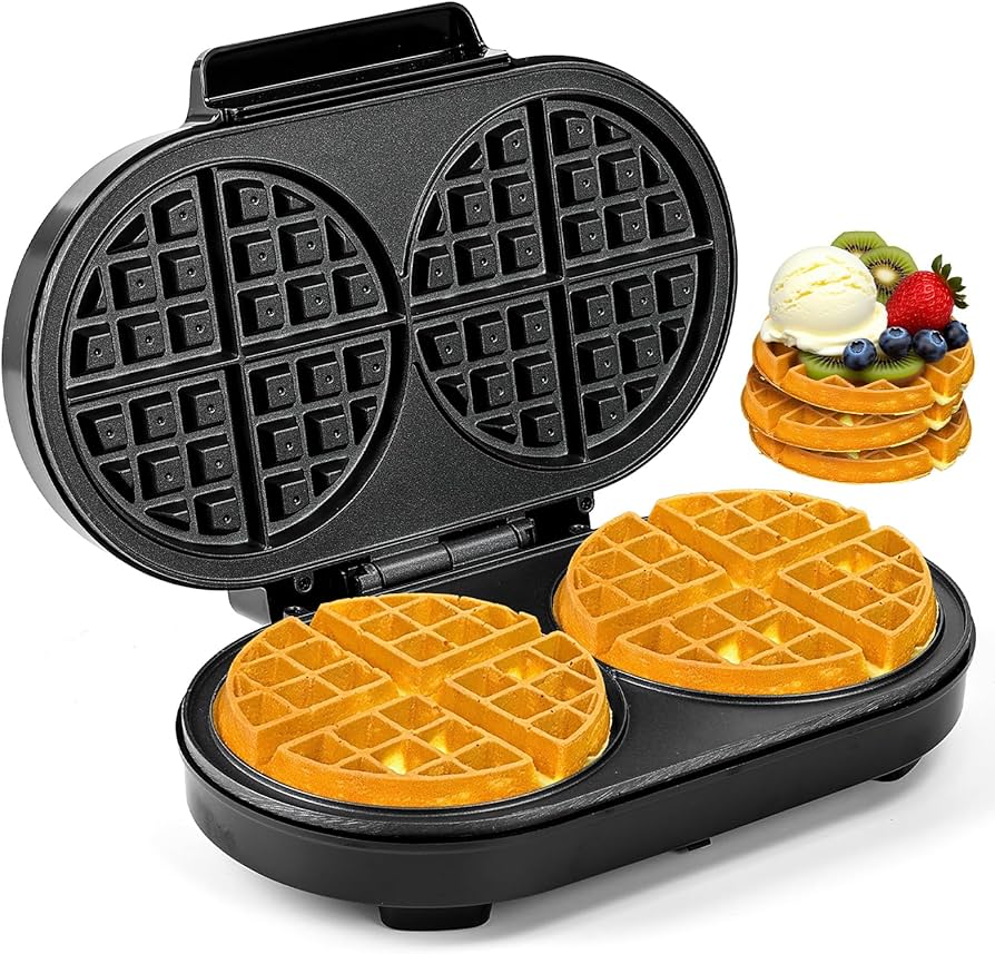 Amazon.com: Double Waffle Maker 6 Inch, 1200W Belgian Waffle Maker