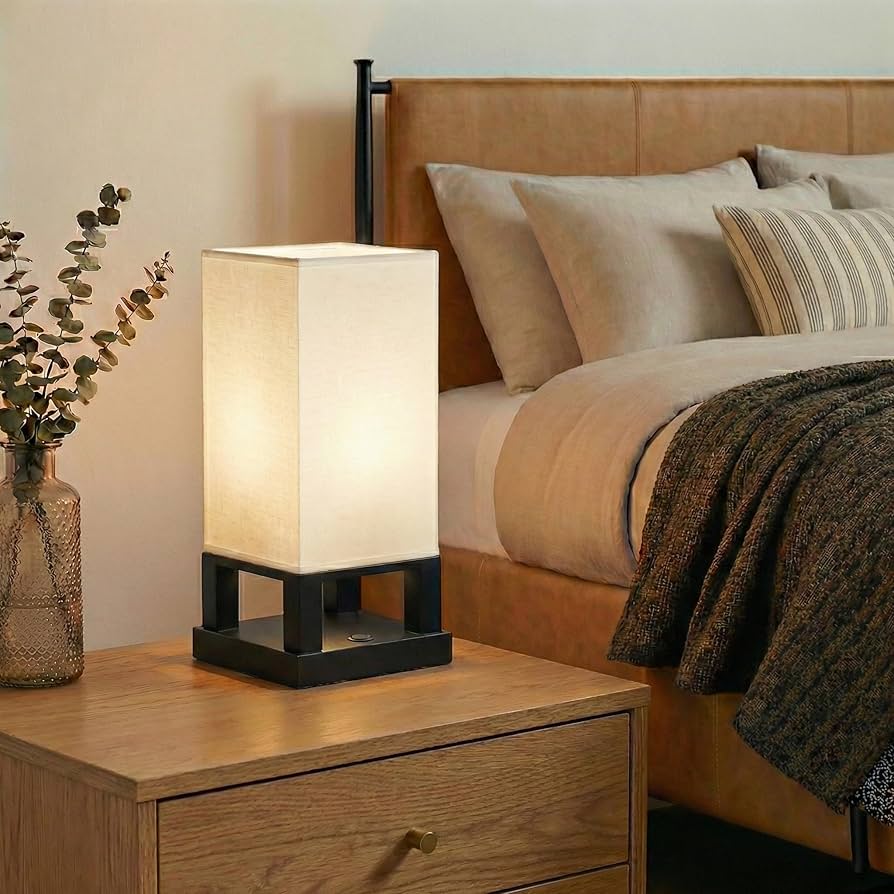 Brightech Maxwell Bedside Lamp with USB Port – Compact Table Lamp