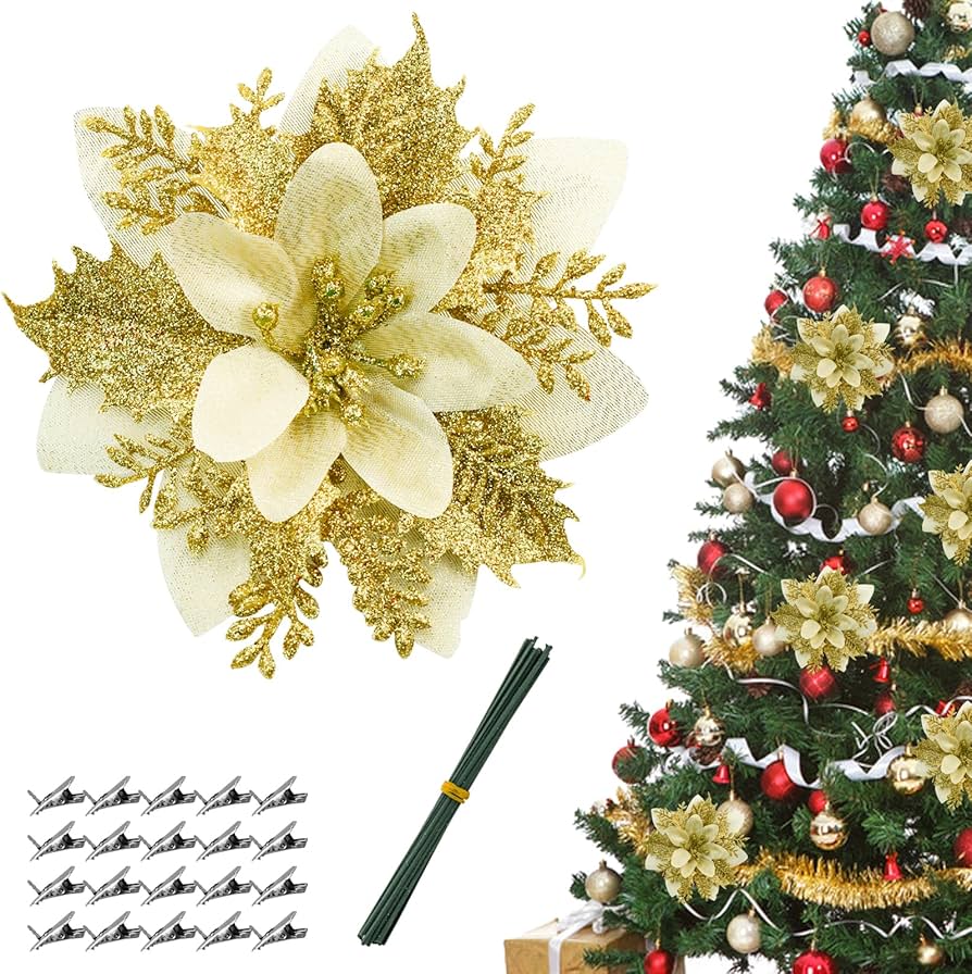 Amazon｜Bacucine クリスマス 造花 24個入り クリスマスツリー飾り