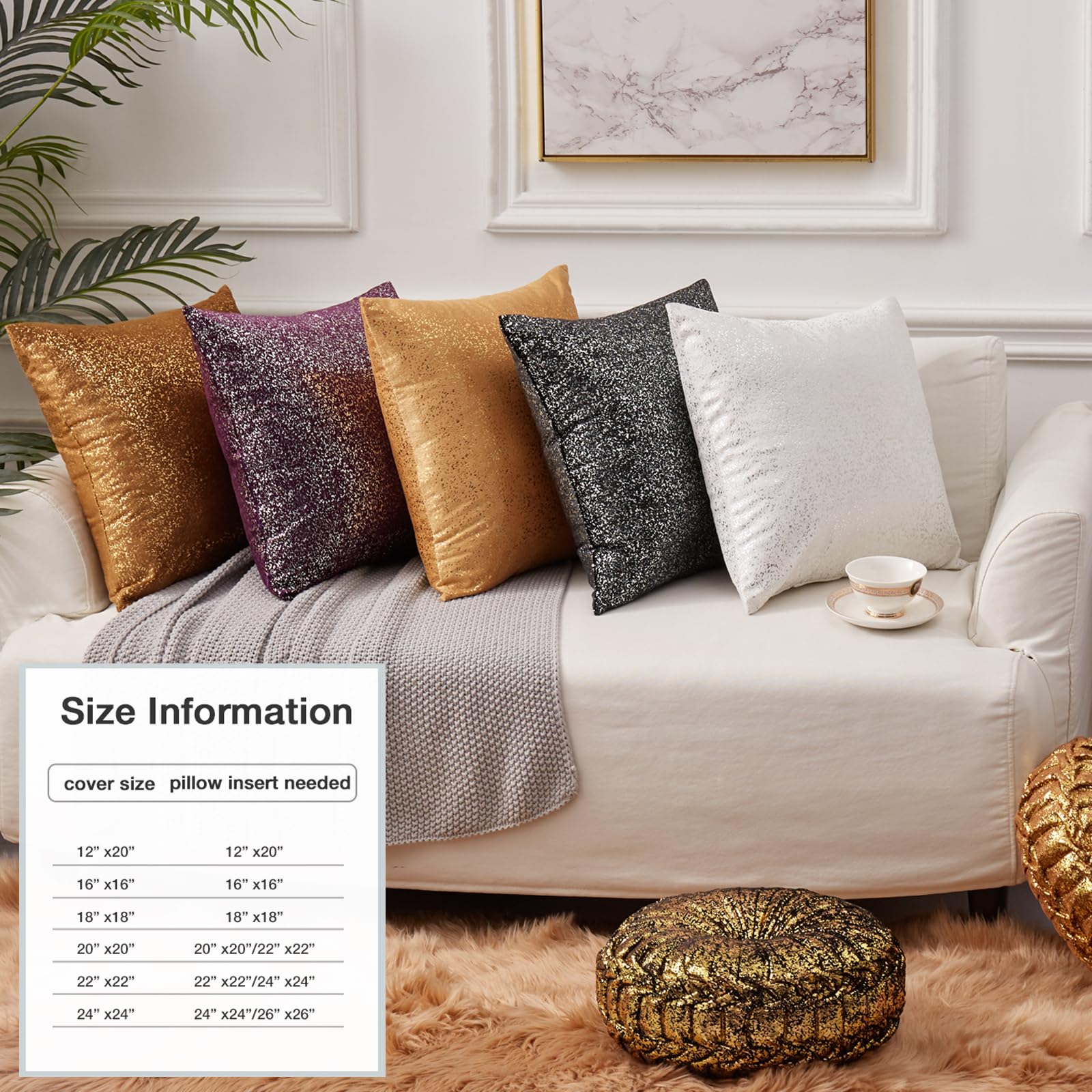 Amazon.co.jp: EUCIOR シャンパンクッションカバー 18x18インチ