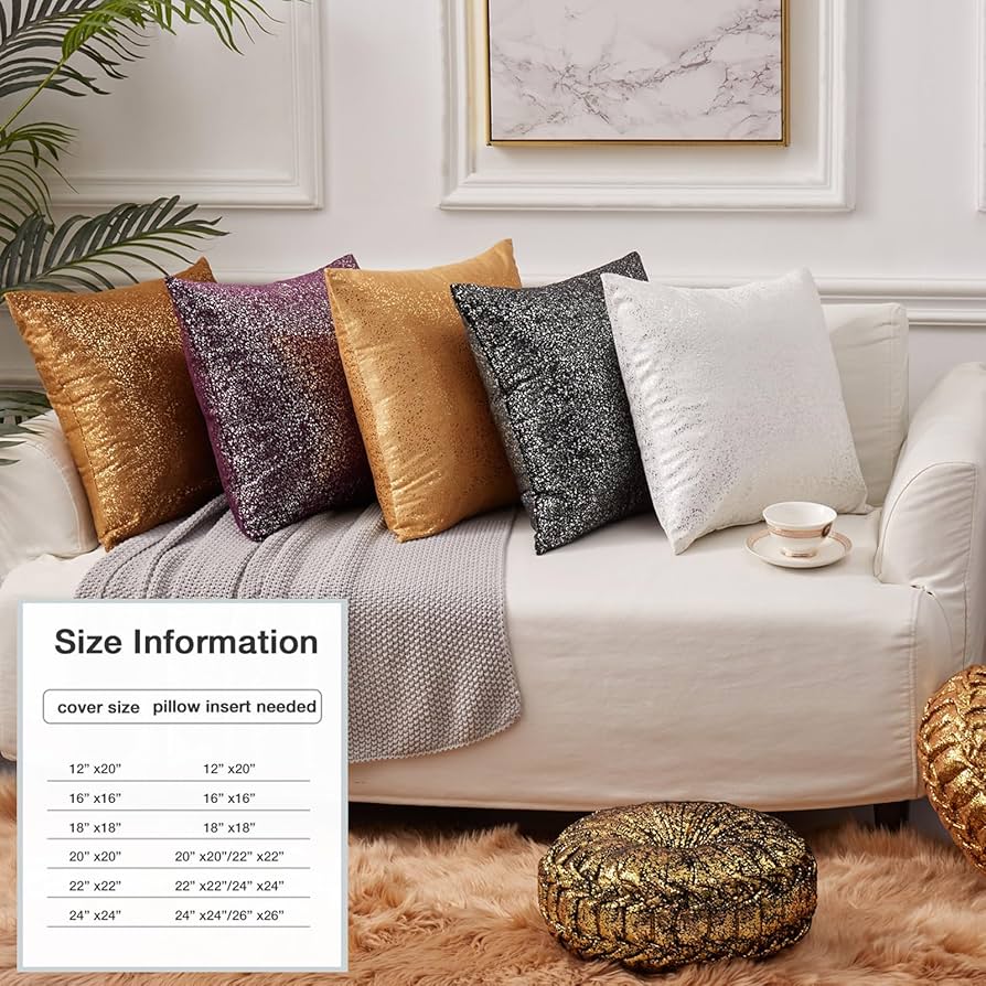 Amazon.co.jp: EUCIOR ゴールドクッションカバー 12x20 ライトゴールド