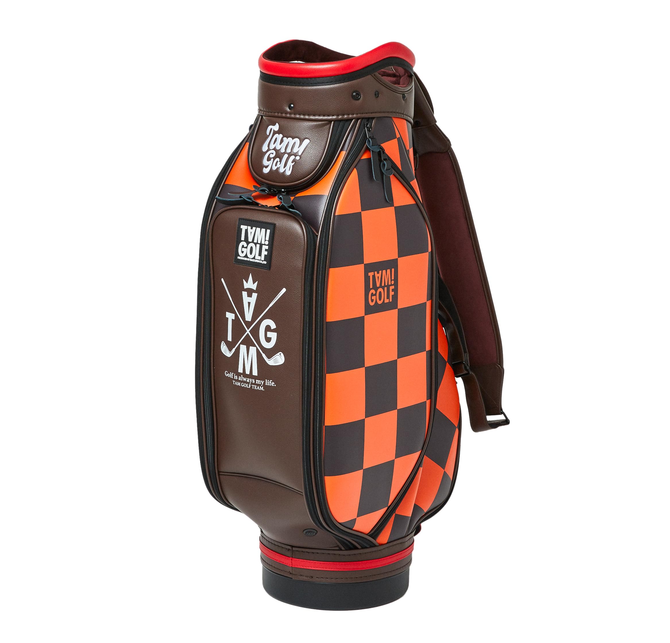 Amazon | TAM!GOLF チェック柄キャディバッグ カートタイプ 9インチ
