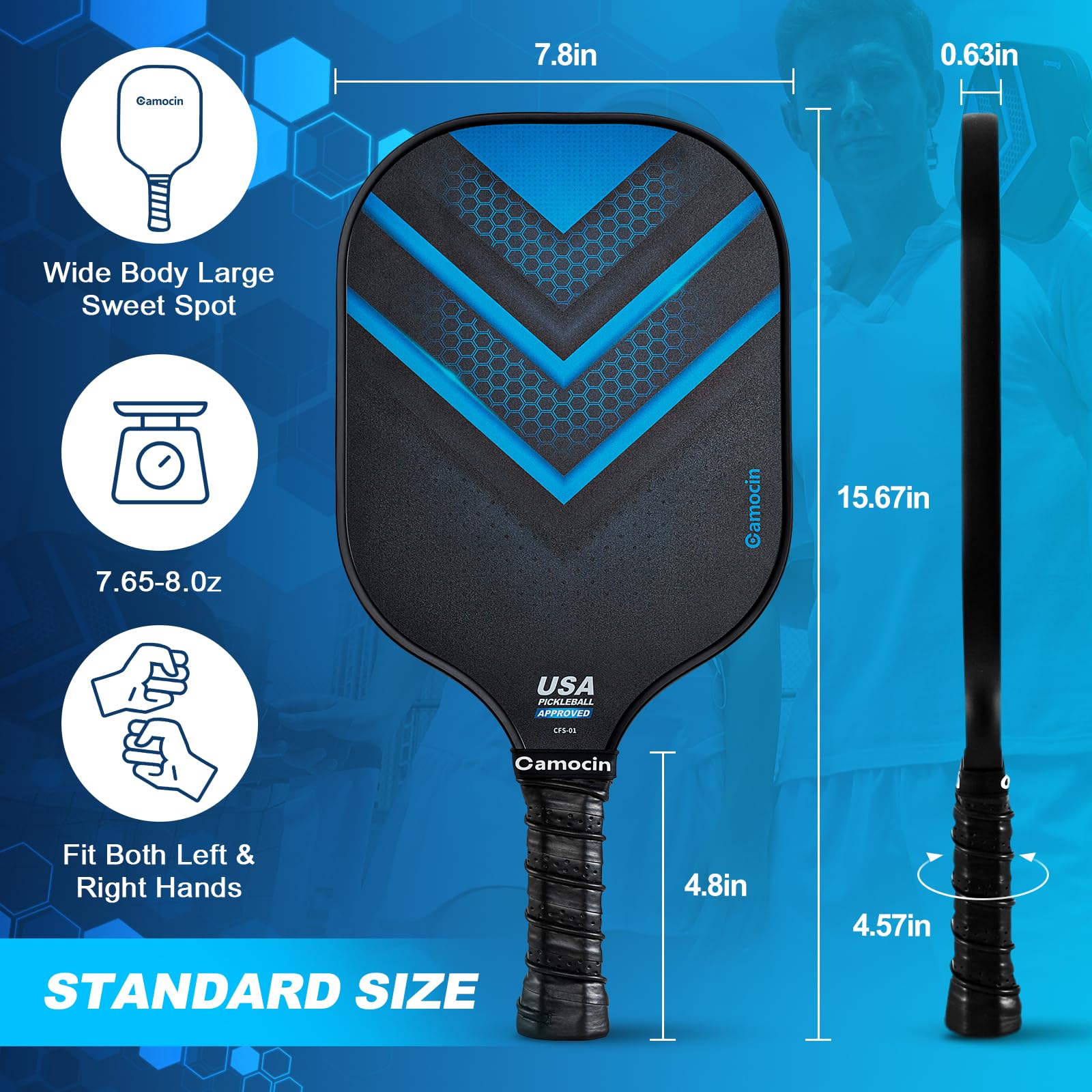 Amazon | ピックルボールパドル USAPA承認 カーボンファイバーピックル