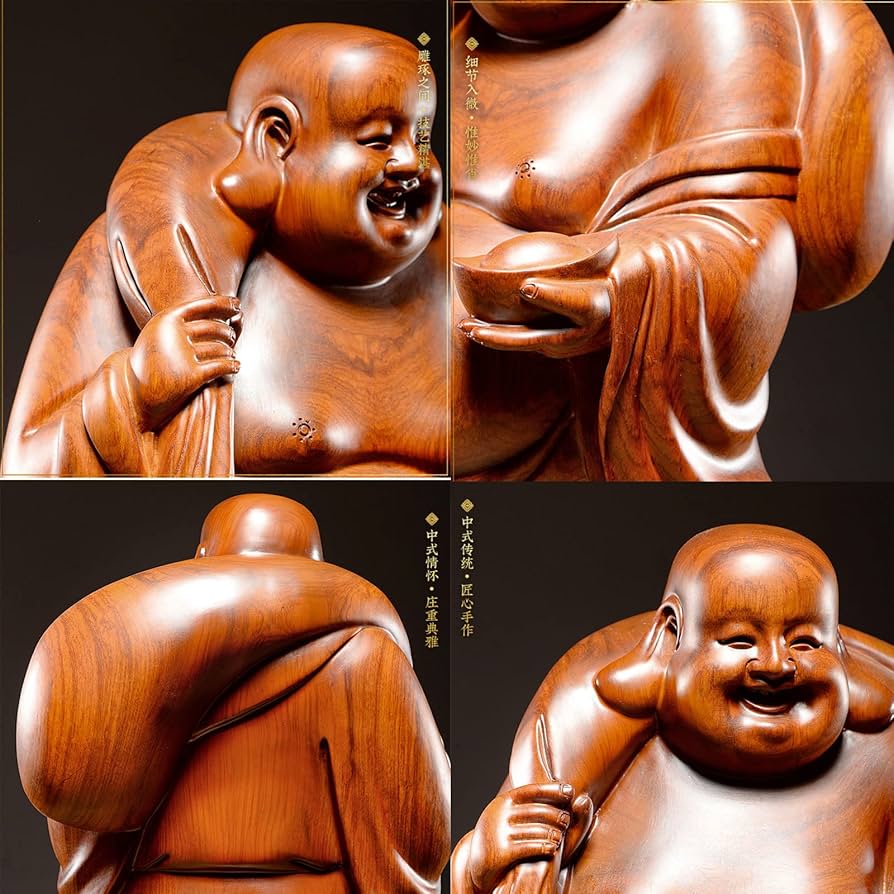 Amazon.co.jp: 七福神 布袋 様 布袋さんの置物 木像 木製フィギュア 黄