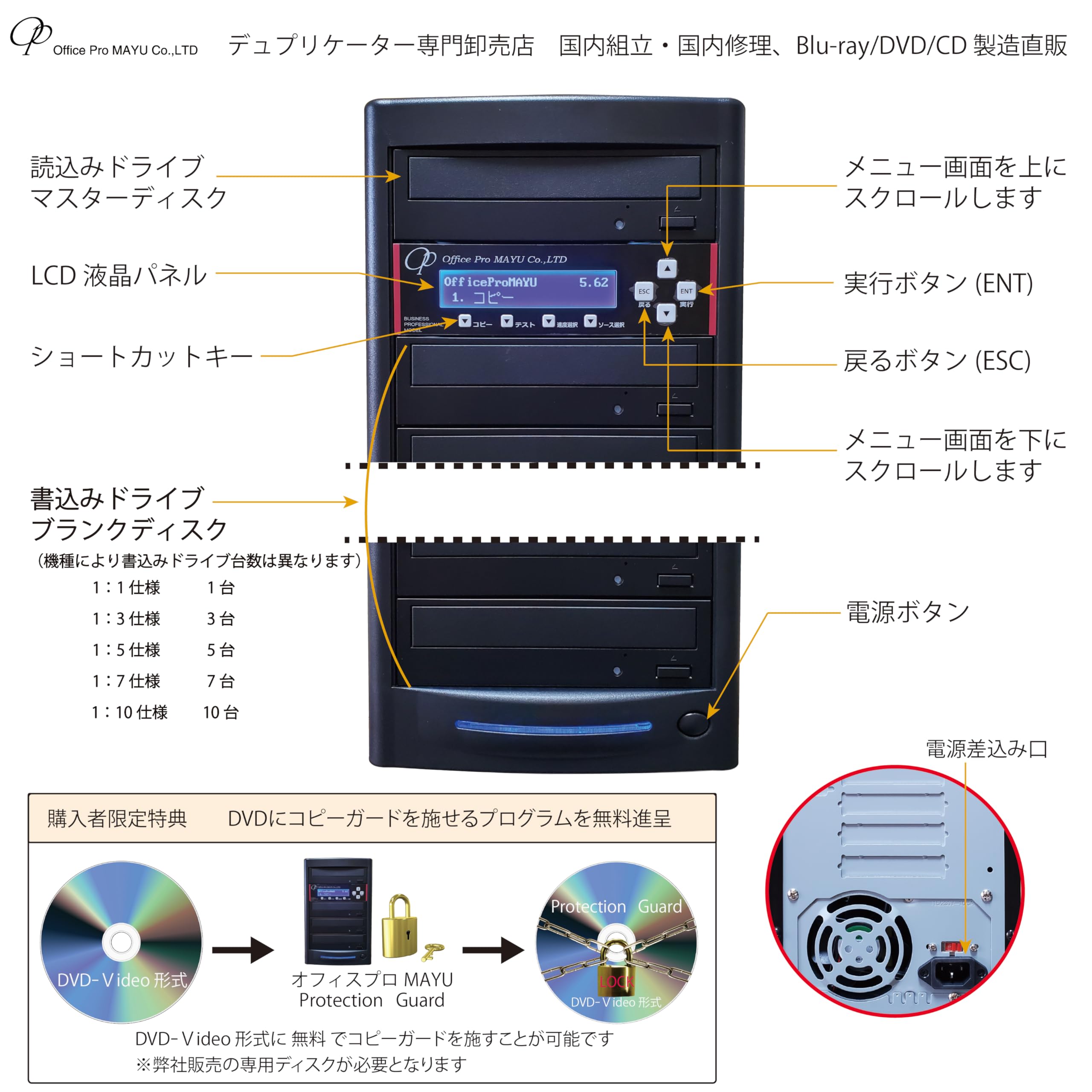 Amazon.co.jp: DVD/CD デュプリケーター 1：7 業務用 ビジネスPRO HDD