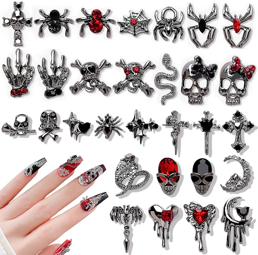 Amazon.co.jp: Chisafly ネイルパーツ パンク クロス 十字架 蛇 スカル