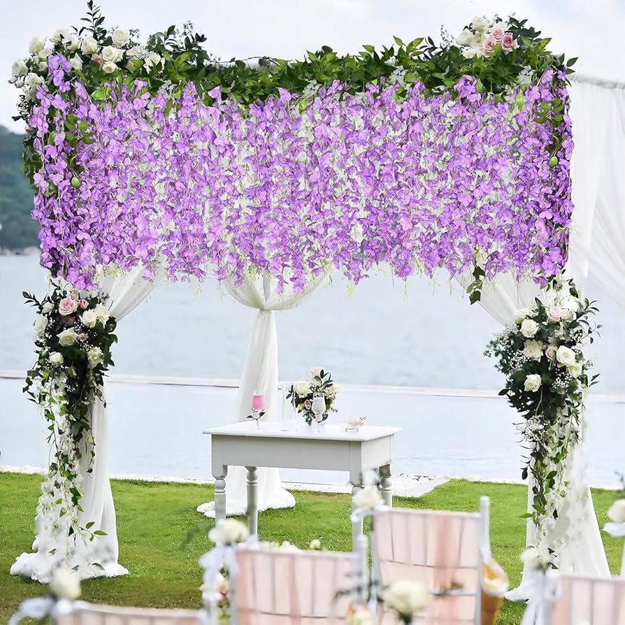 Amazon｜Lakymisy 藤の花 2本入 造花 藤ガーランド つる ふじのはな 10