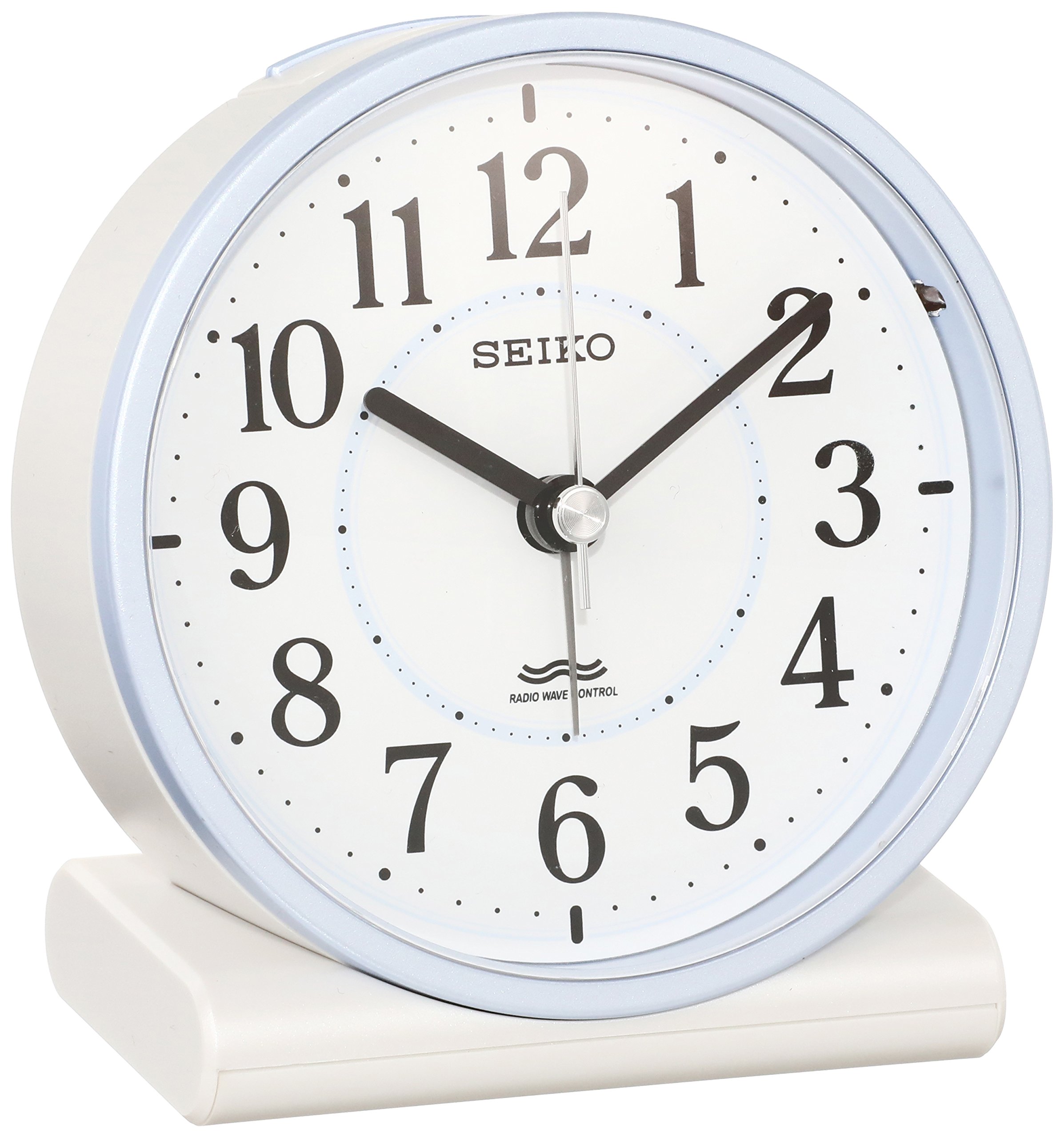 Amazon.co.jp: セイコー クロック 目覚まし時計 電波 アナログ 薄青