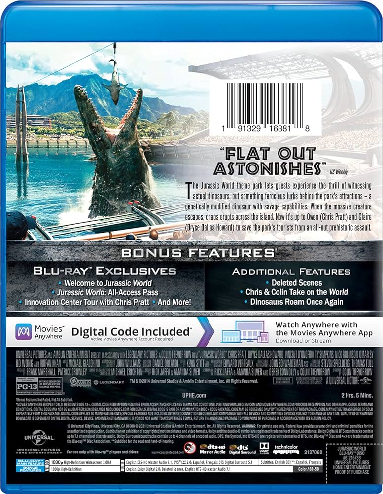 Jurassic World - Blu-ray + Digital : Amazon.com.tr
