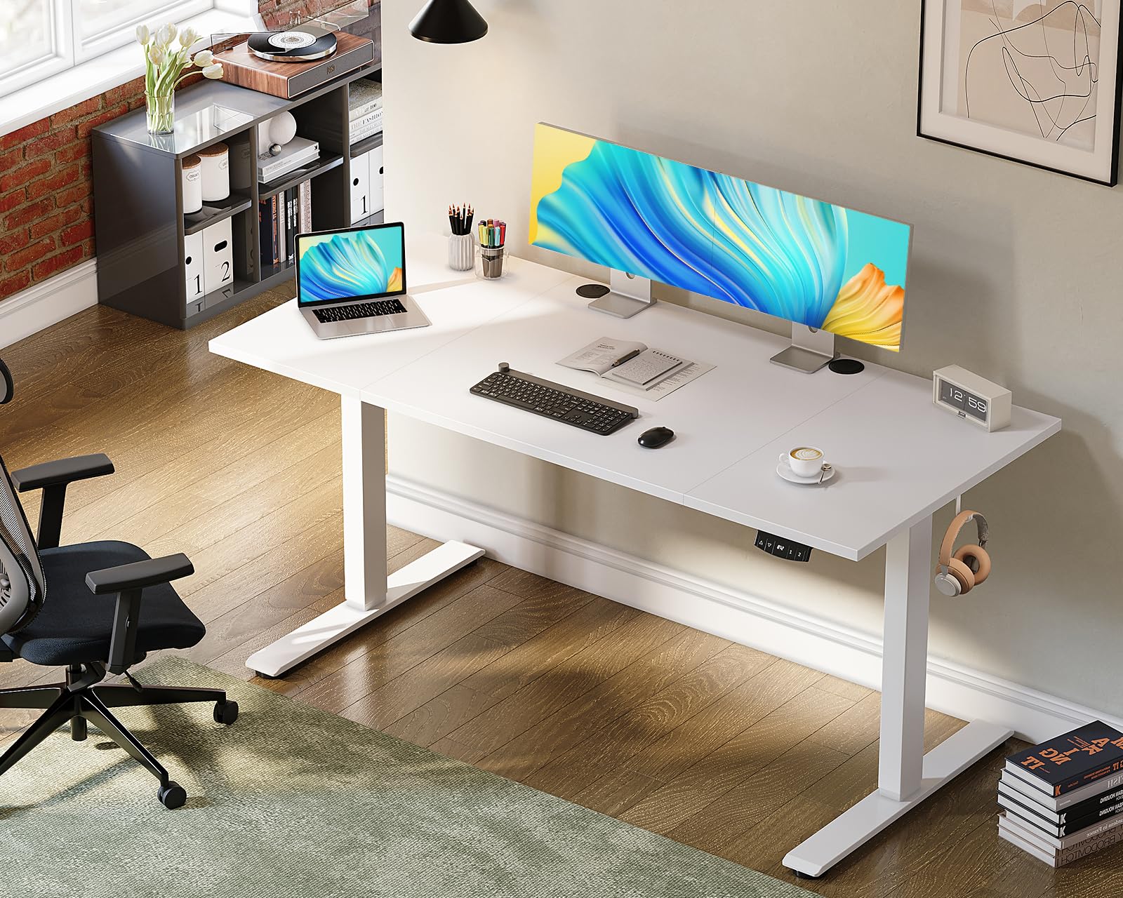 Amazon | AODK 昇降デスク 電動 昇降式デスク 幅140*70 昇降式