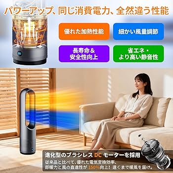 Amazon.co.jp : セラミックヒーター 【2026新定番・泠暖兼用・羽根なし