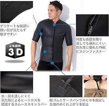 Amazon | FELLOW タッパー 2mm ショートスリーブ 半袖 フロントジップ