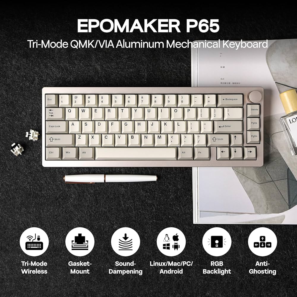 Amazon | EPOMAKER P65 QMK/VIA ワイヤレスアルミニウムゲーミング