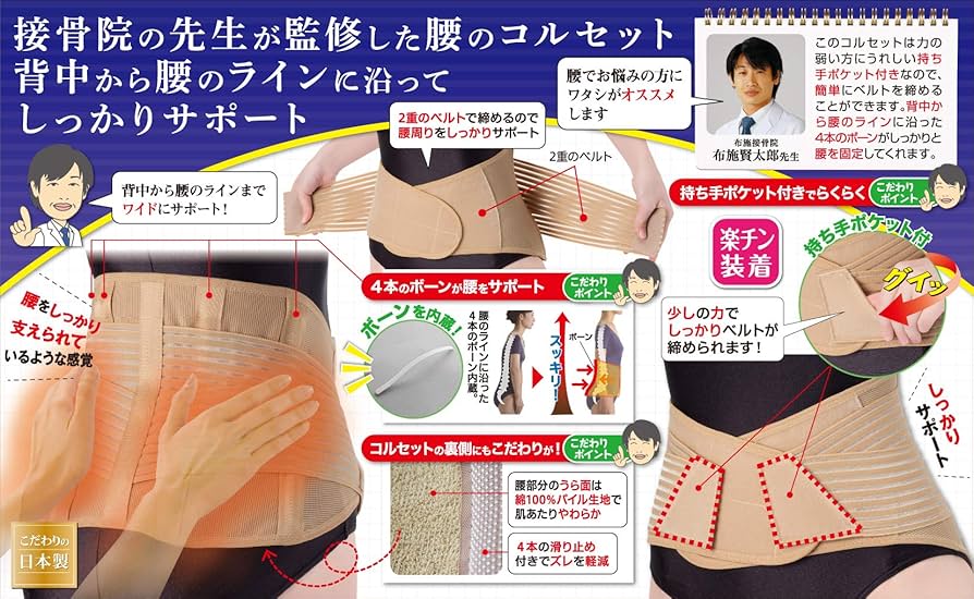 Amazon | 接骨院の先生が監修した腰コルセット ベージュ M-L