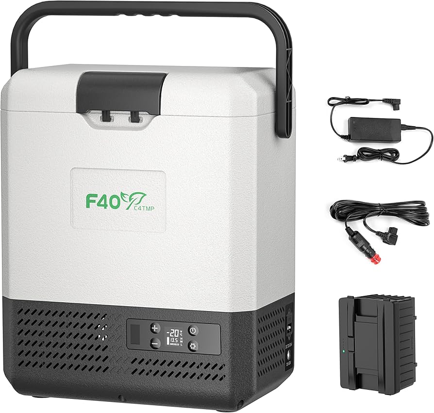 Amazon.co.jp: F40C4TMP ポータブル冷蔵庫 車載冷蔵庫 8L バッテリー1