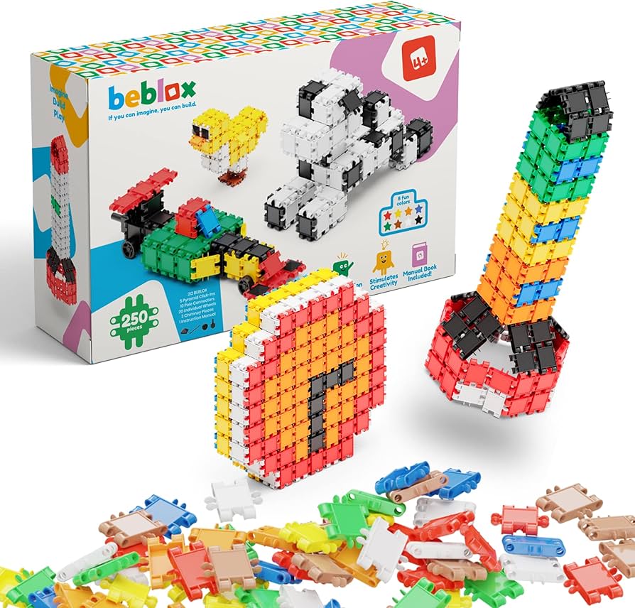 Amazon.com: Beblox Building Blocks for Kids - 250-Piece Connecting