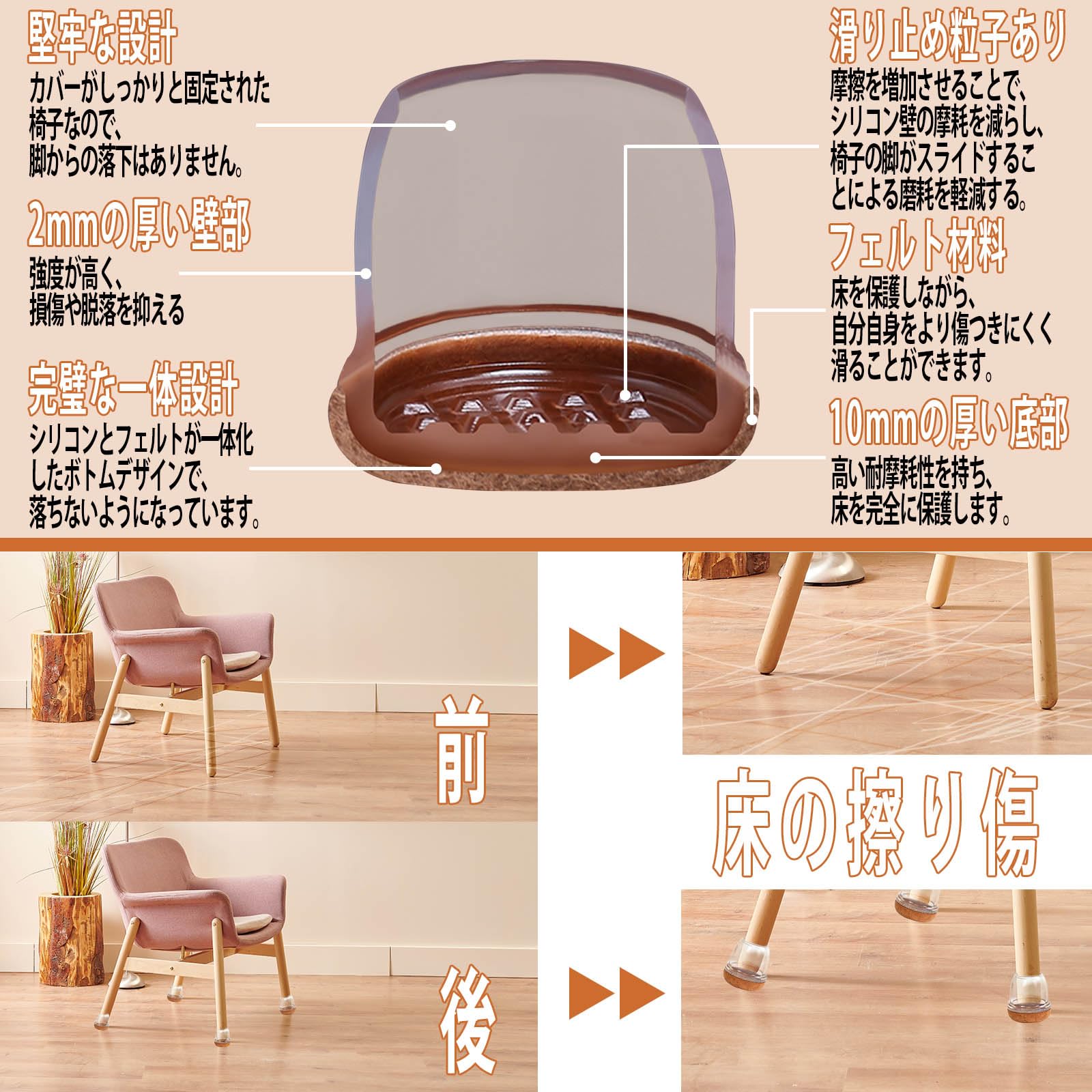 Amazon.co.jp: 16個セット 椅子脚カバー 椅子あしキャップ ソファ ー脚