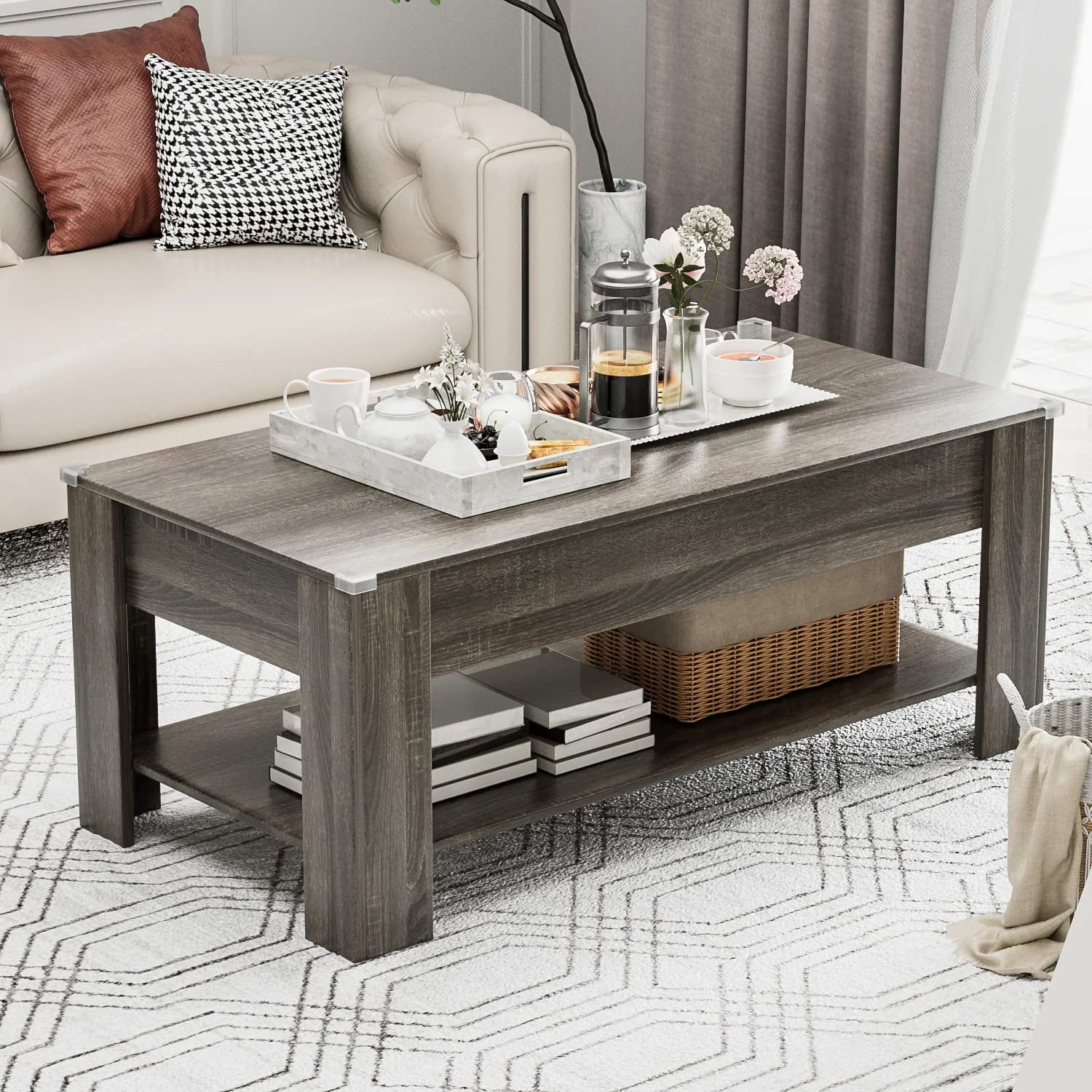 Amazon.co.jp: Alebert ローテーブル コーヒーテーブル センター