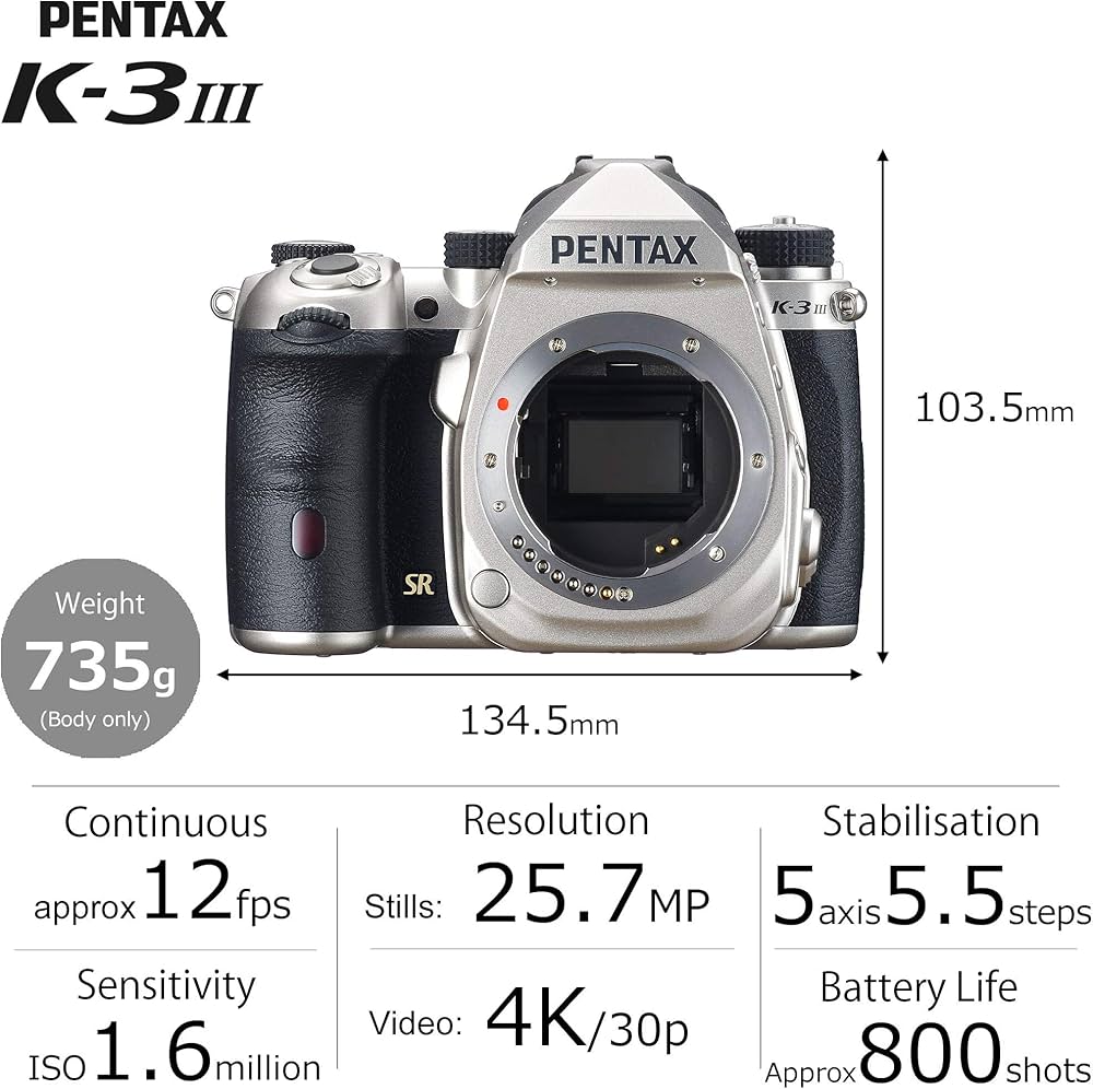 Amazon | Pentax K-3 Mark III フラッグシップ APS-C シルバーカメラ
