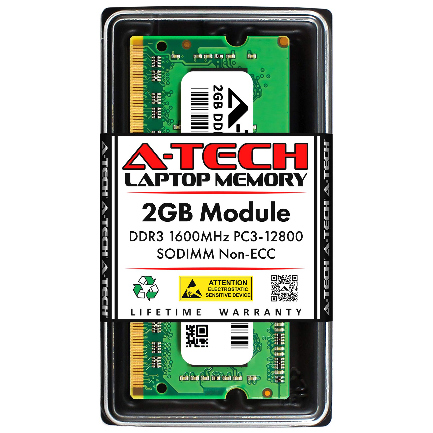 A-Tech 2GB DDR3 1600MHz PC3-12800 CL11 SODIMM 204-Pin Non-ECC SO