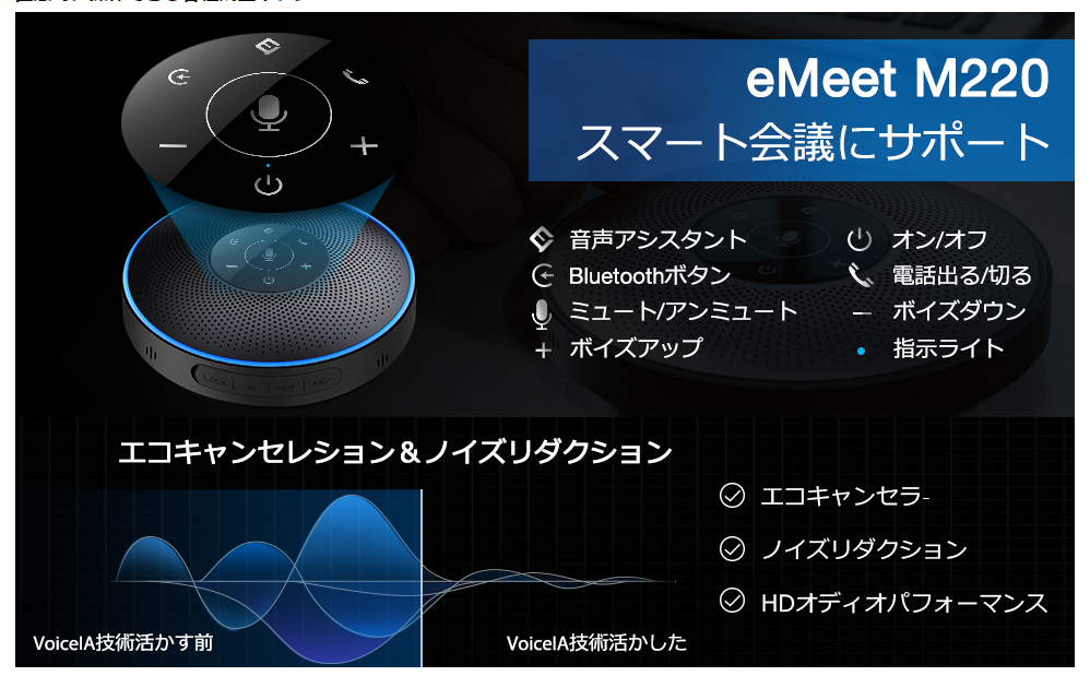 Amazon.co.jp: EMEET M220 スピーカーフォン 2台セット 会議用マイク