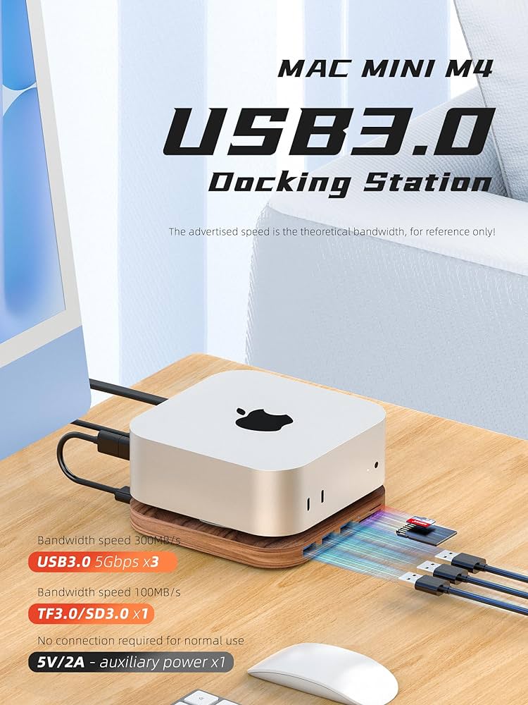 Amazon.com: AODUKE Walnut Wood Mac mini M4 Dock Bracket, Mac mini