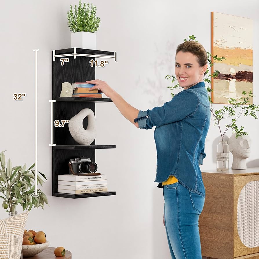Amazon｜Fun Memories 4段ウォールシェルフユニット 縦型