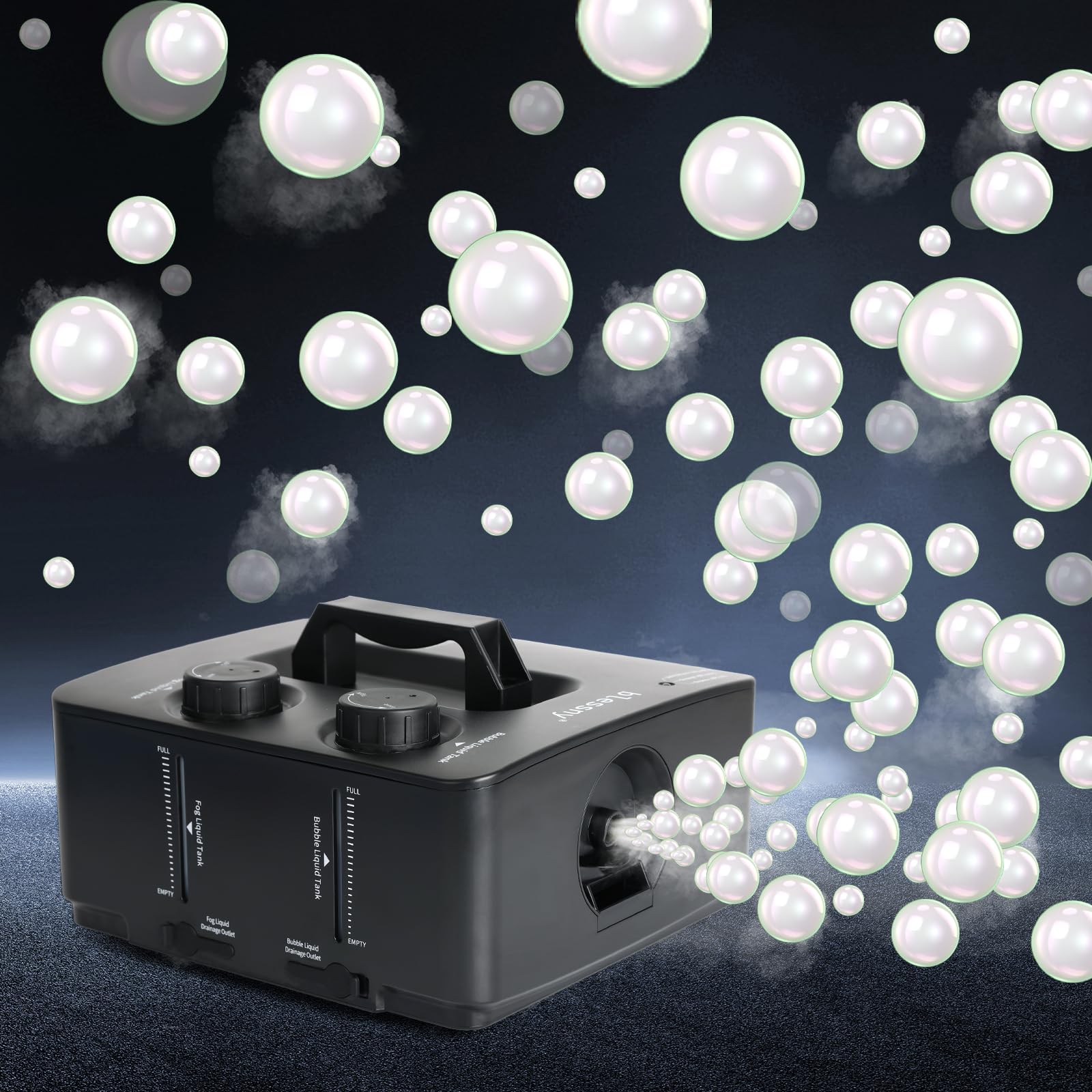 blessny Fog Bubble Machine, 2 in 1 Professional Smoke Bubble Maker