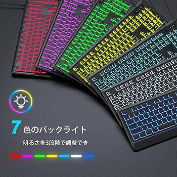 Amazon | 大きめの文字のバックライト付きキーボード、静かなUSB有線
