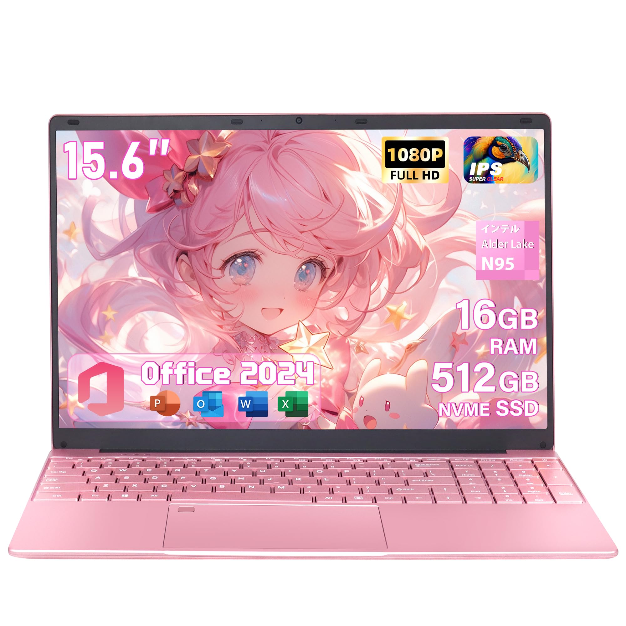 Amazon.co.jp: ノートパソコン軽量【Win 11/MS Office 2024搭載】15.6