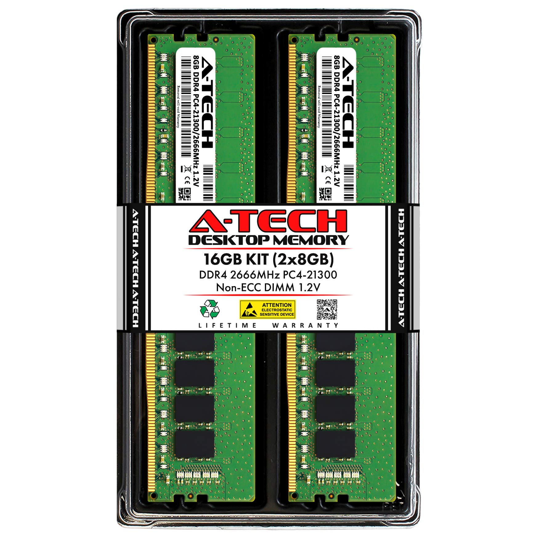 A-Tech 16GB (2x8GB) DDR4 2666 MHz UDIMM PC4-21300 (PC4-2666V) CL19