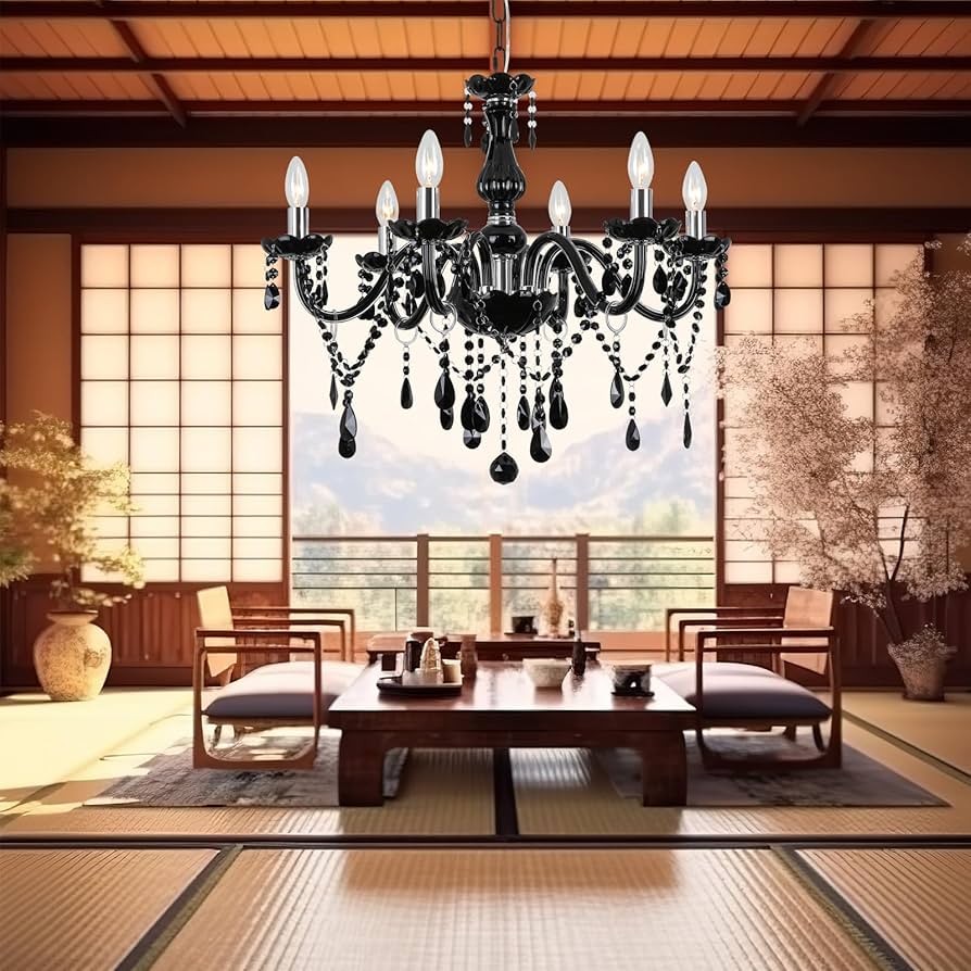 Amazon.co.jp : クラシックブラック シャンデリア クリスタル