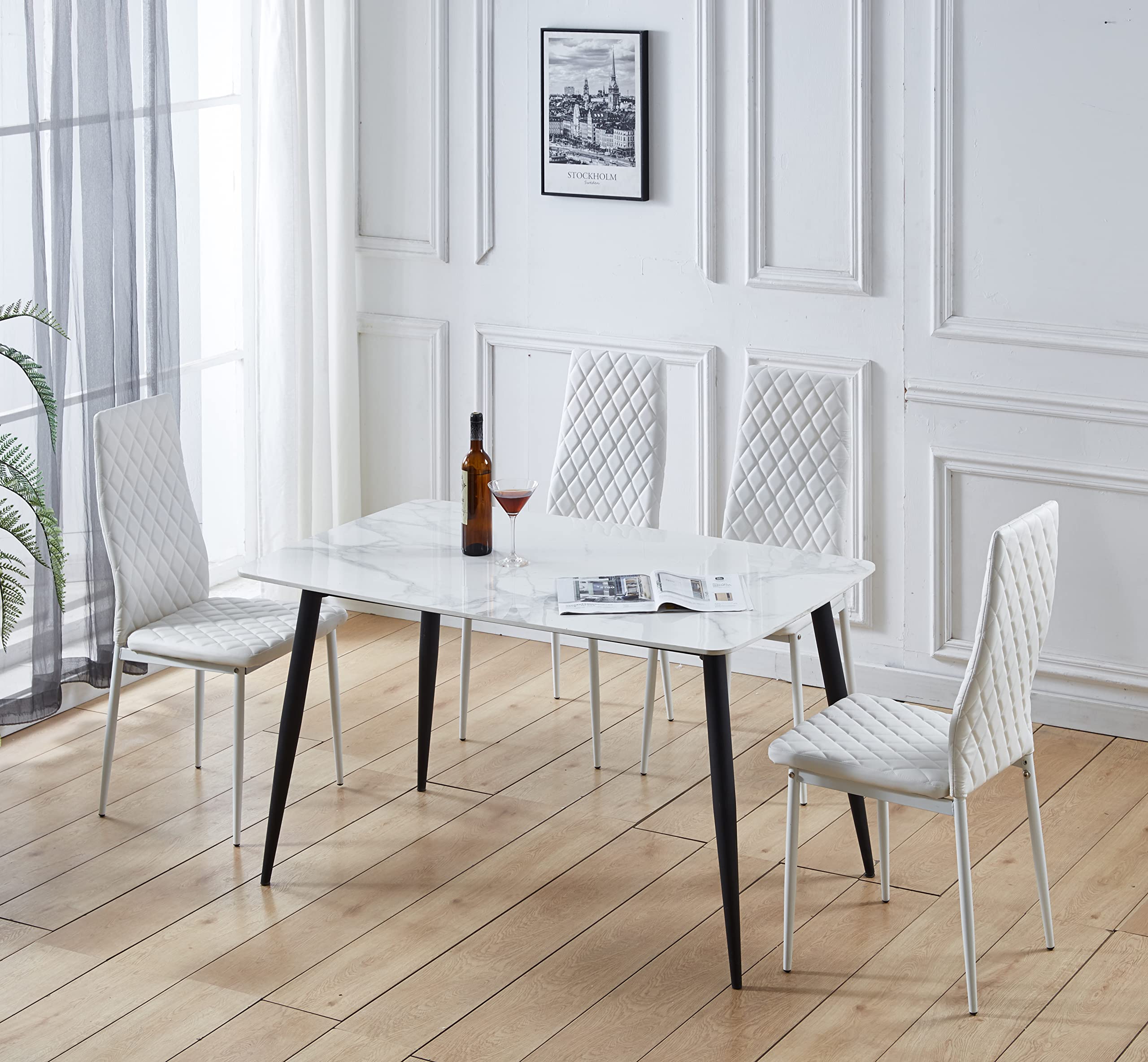 Amazon｜ダイニングチェア レザー 椅子 イス 食卓椅子 菱形 レトロ