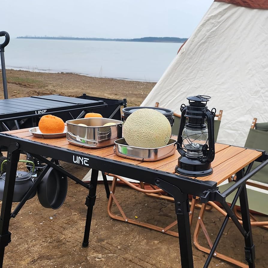 Amazon.co.jp: UNE igt テーブル 4個フック付き 茶色 ソロツアー